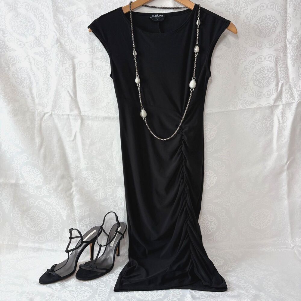 Bebe Little Black Dress Ruched Y2K Vintage Sexy Cocktail Party Date Night XS